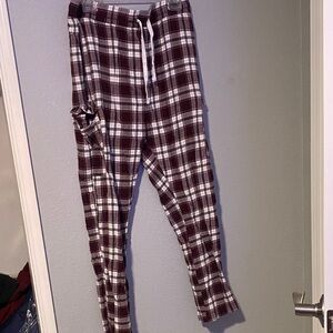 Aeropostale Plaid Pajama Pants - Burgundy and White